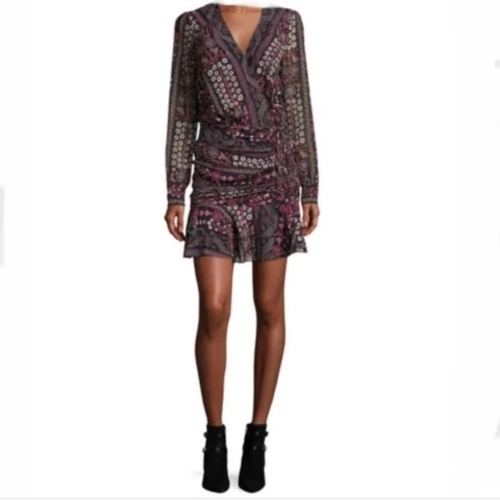 Veronica Beard Edison Ruched Long Sleeve Floral Print Dress Women's Size 12